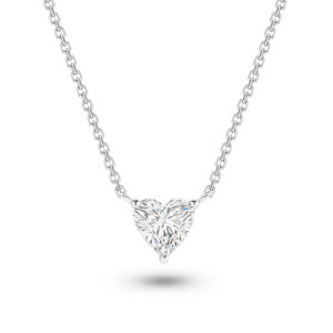 Classic Solitaire Heart Shape Lab Diamond Necklace In 18K White Gold 1.00ct