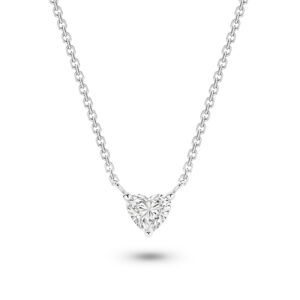 Classic Solitaire Heart Shape Lab Diamond Necklace In 18K White Gold 0.50ct