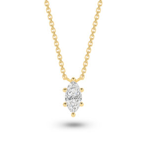 Classic Solitaire Marquise Lab Diamond Necklace In 18K Yellow Gold 0.50ct