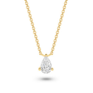 Classic Solitaire Pear Brilliant Lab Diamond Necklace In 18K Yellow Gold 0.50ct