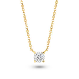Classic Solitaire Round Brilliant Lab Diamond Necklace In 18K Yellow Gold 0.50ct