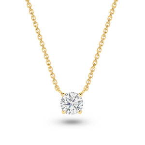 Classic Solitaire Round Brilliant Lab Diamond Necklace In 18K Yellow Gold 0.75ct
