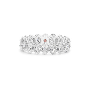 Oval Brilliant Lab Diamond Claw Set Eternity Band In 18K White Gold