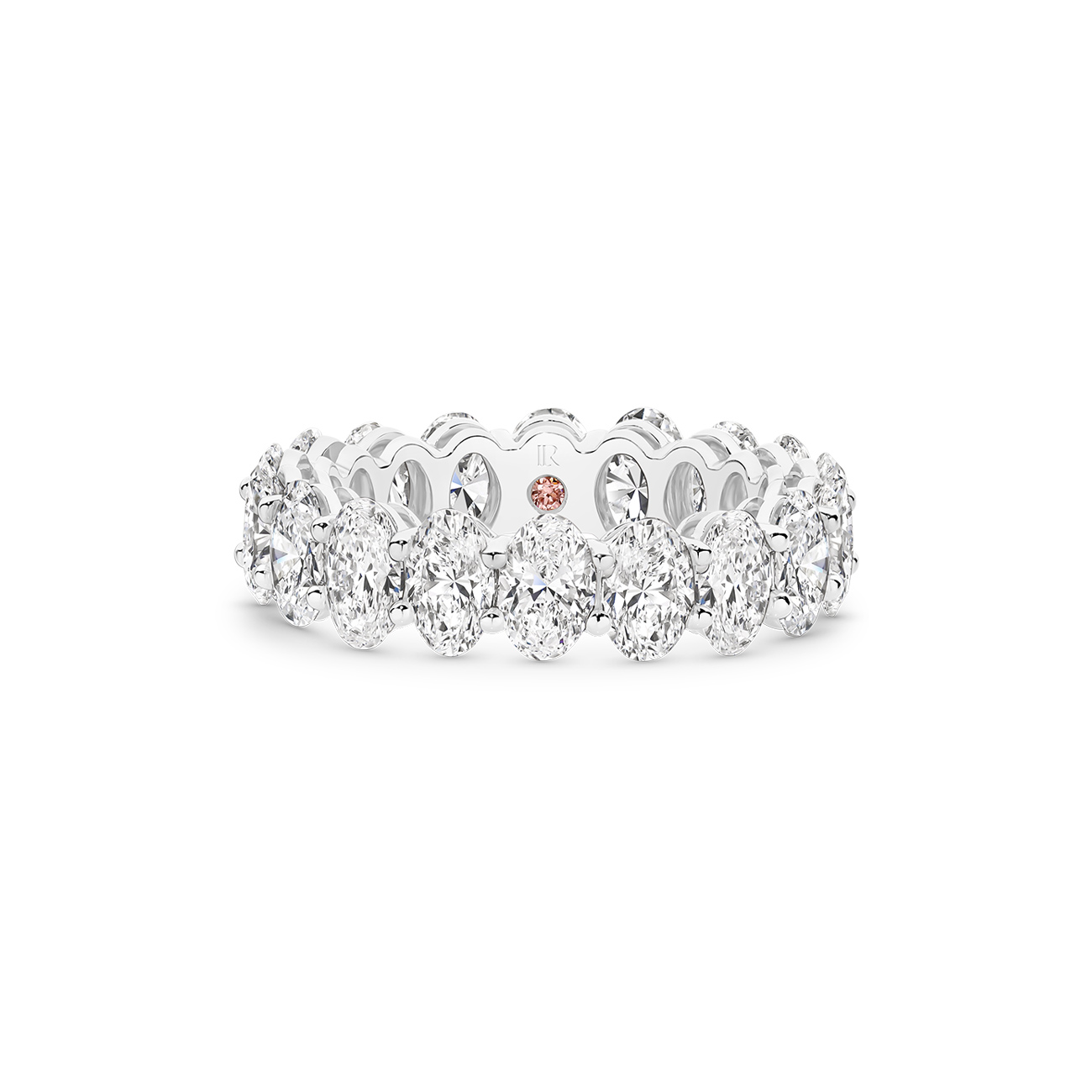 Oval Brilliant Lab Diamond Claw Set Eternity Band In 18K White Gold