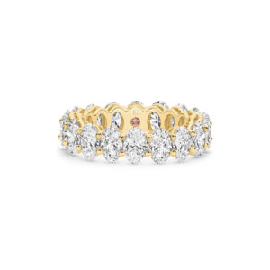 Oval Brilliant Lab Diamond Claw Set Eternity Band In 18K Yellow Gold