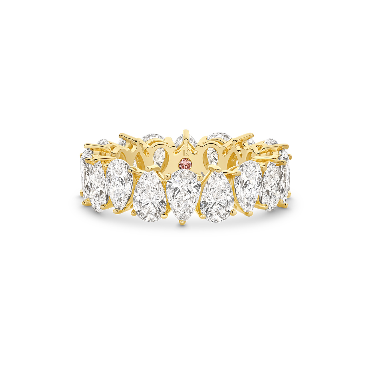 Pear Brilliant Lab Diamond Claw Set Eternity Band In 18K Yellow Gold