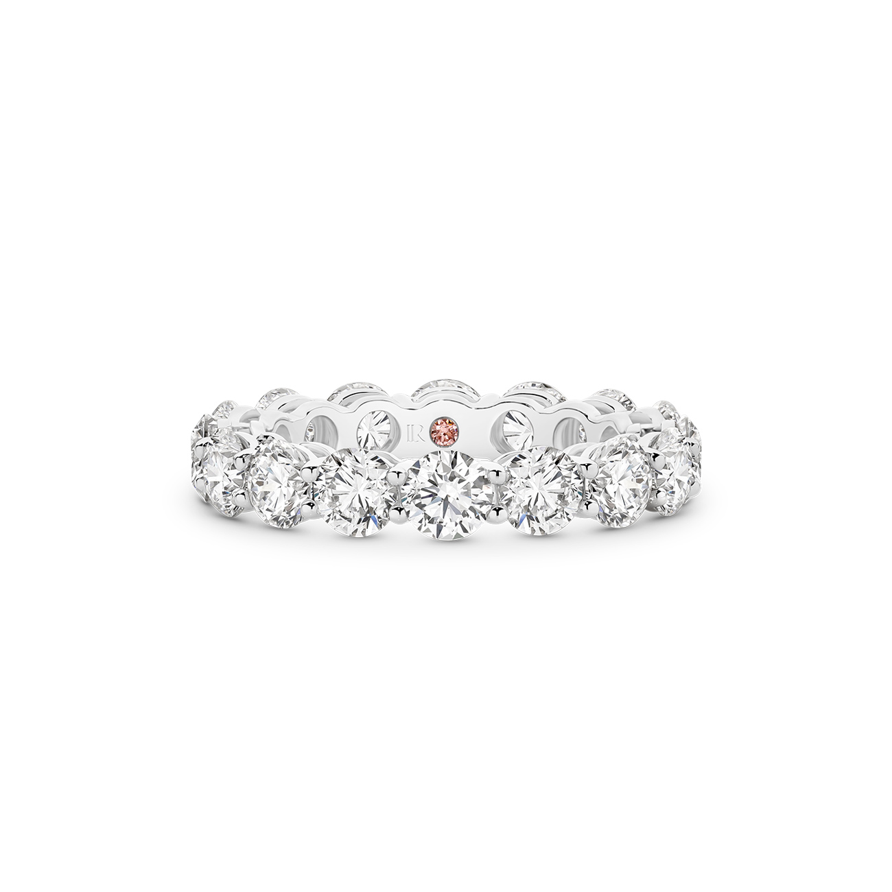 Round Brilliant Lab Diamond Claw Set Eternity Band In 18K White Gold