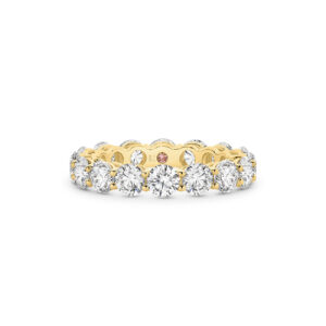 Round Brilliant Lab Diamond Claw Set Eternity Band In 18K Yellow Gold