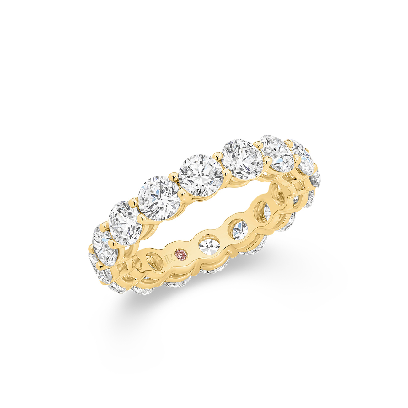 Round Brilliant Lab Diamond Claw Set Eternity Band In 18K Yellow Gold