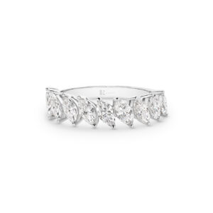 Marquise Lab Diamond Claw Set Band In 18K White Gold - Small