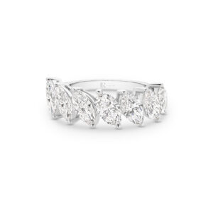Marquise Lab Diamond Claw Set Band In 18K White Gold - Large