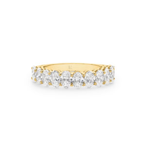 Oval Brilliant Lab Diamond Claw Set Band In 18K Yellow Gold - Small
