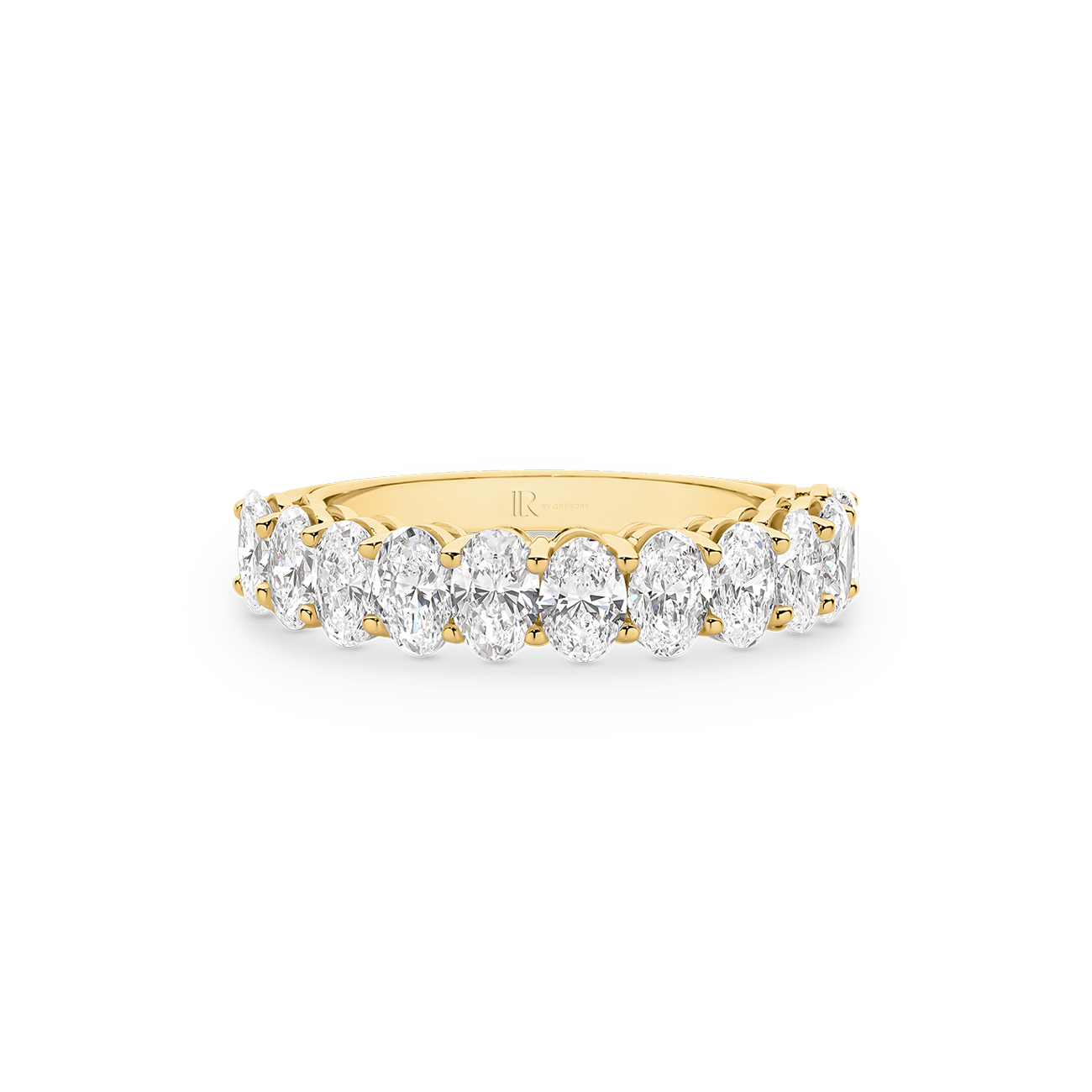 Oval Brilliant Lab Diamond Claw Set Band In 18K Yellow Gold &#8211; Small