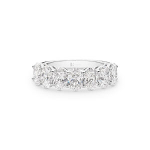 Oval Brilliant Lab Diamond Claw Set Band In 18K White Gold - Large