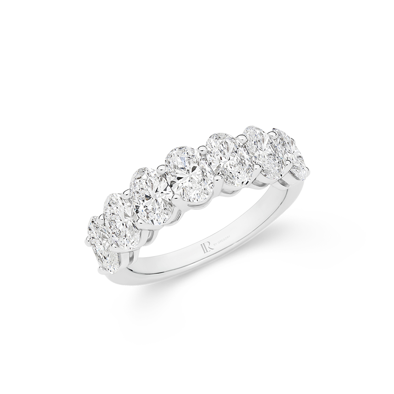 Oval Brilliant Lab Diamond Claw Set Band In 18K White Gold &#8211; Large
