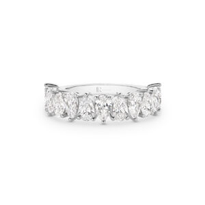 Pear Brilliant Lab Diamond Claw Set Band In 18K White Gold - Small