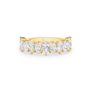 Pear Brilliant Lab Diamond Claw Set Band In 18K Yellow Gold - Small
