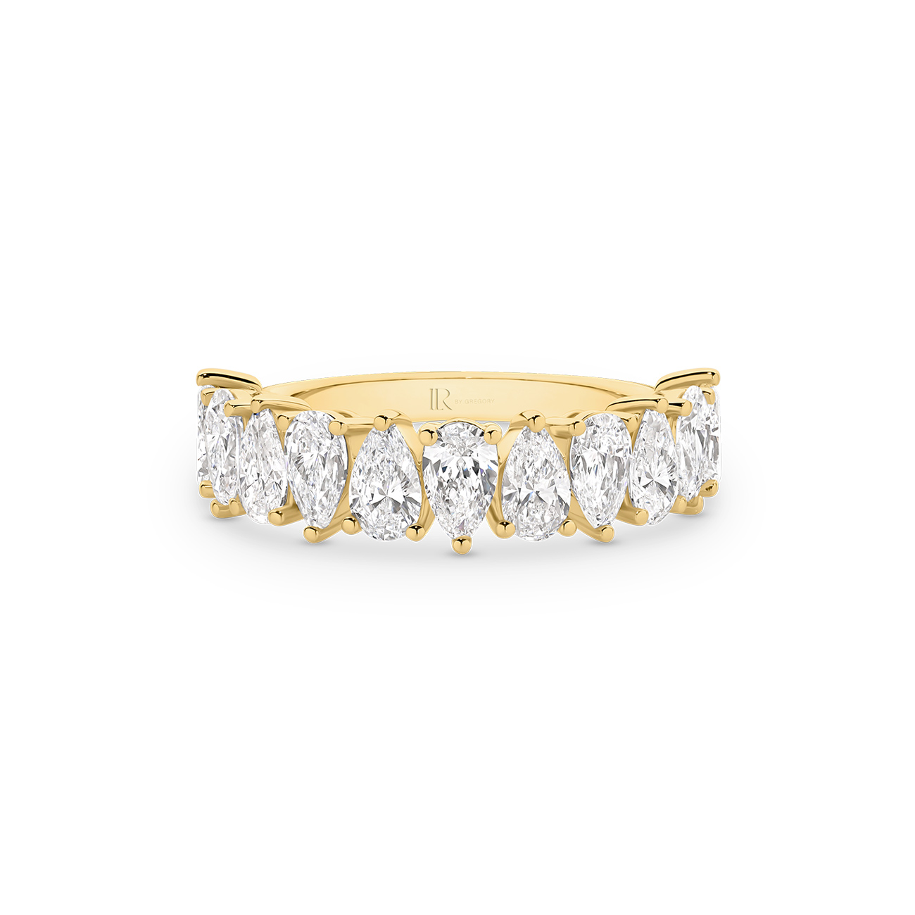 Pear Brilliant Lab Diamond Claw Set Band In 18K Yellow Gold &#8211; Small