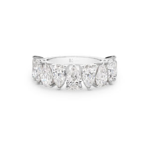 Pear Brilliant Lab Diamond Claw Set Band In 18K White Gold - Large
