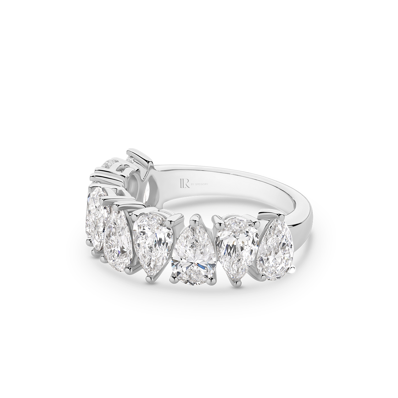 Pear Brilliant Lab Diamond Claw Set Band In 18K White Gold &#8211; Large