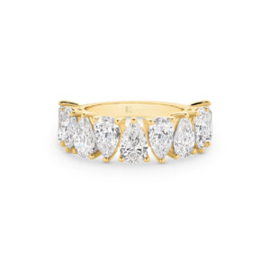 Pear Brilliant Lab Diamond Claw Set Band In 18K Yellow Gold - Large