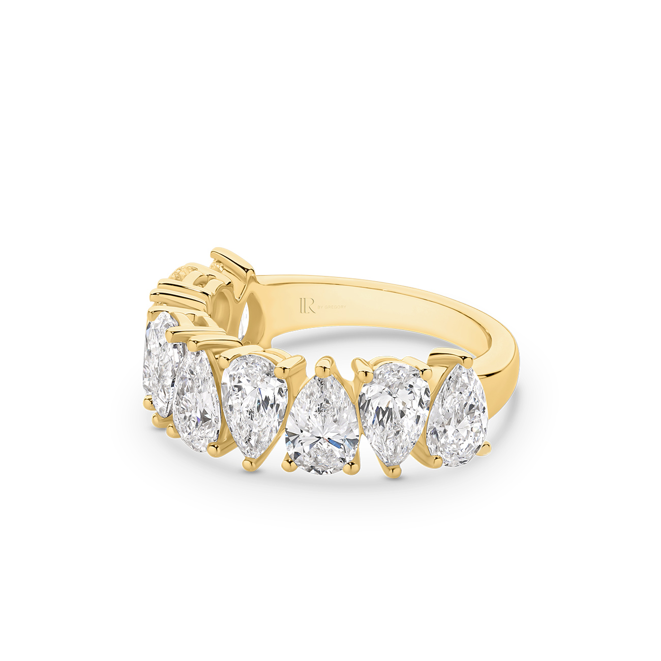 Pear Brilliant Lab Diamond Claw Set Band In 18K Yellow Gold &#8211; Large