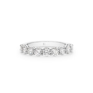 Round Brilliant Lab Diamond Claw Set Band In 18K White Gold - Small