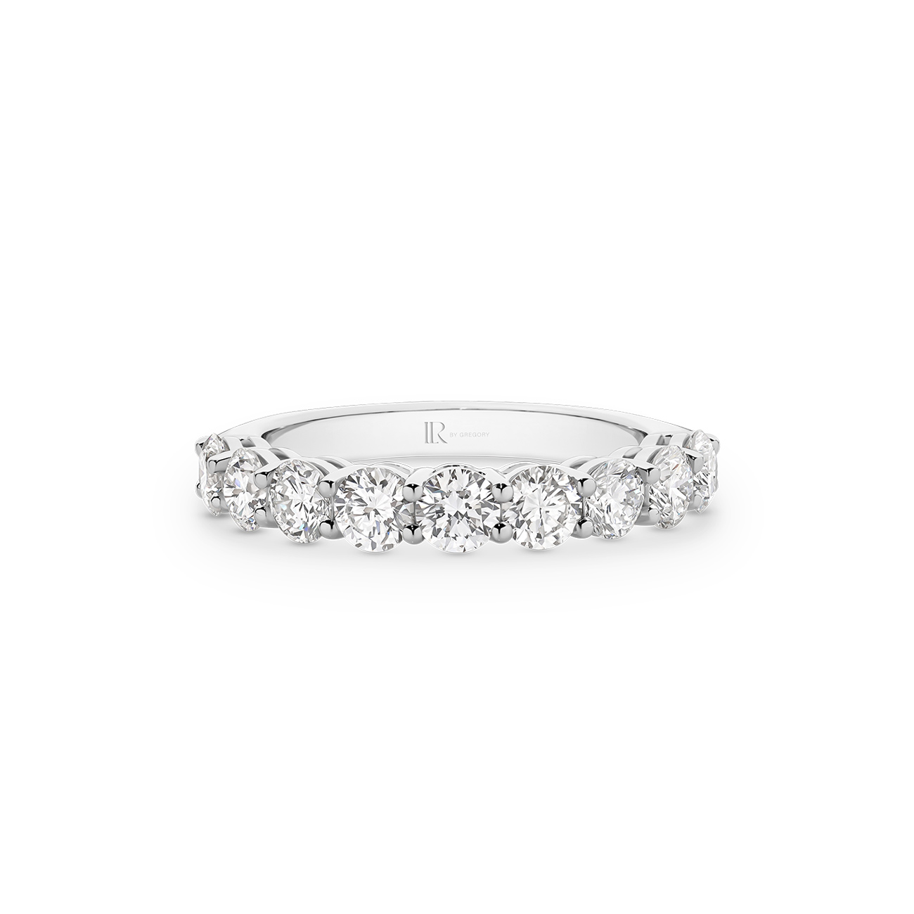Round Brilliant Lab Diamond Claw Set Band In 18K White Gold &#8211; Small