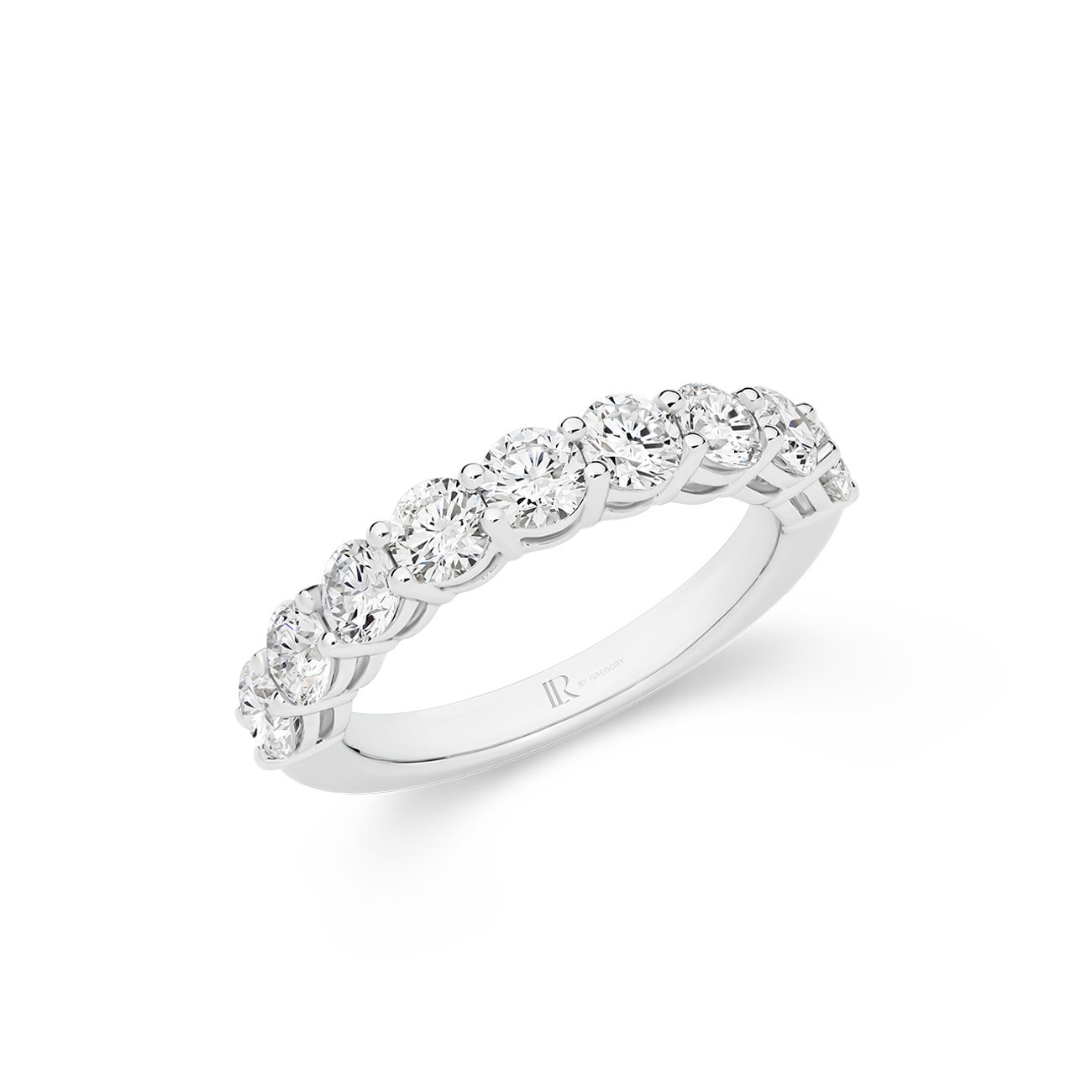 Round Brilliant Lab Diamond Claw Set Band In 18K White Gold &#8211; Small