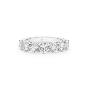 Round Brilliant Lab Diamond Claw Set Band In 18K White Gold - Large