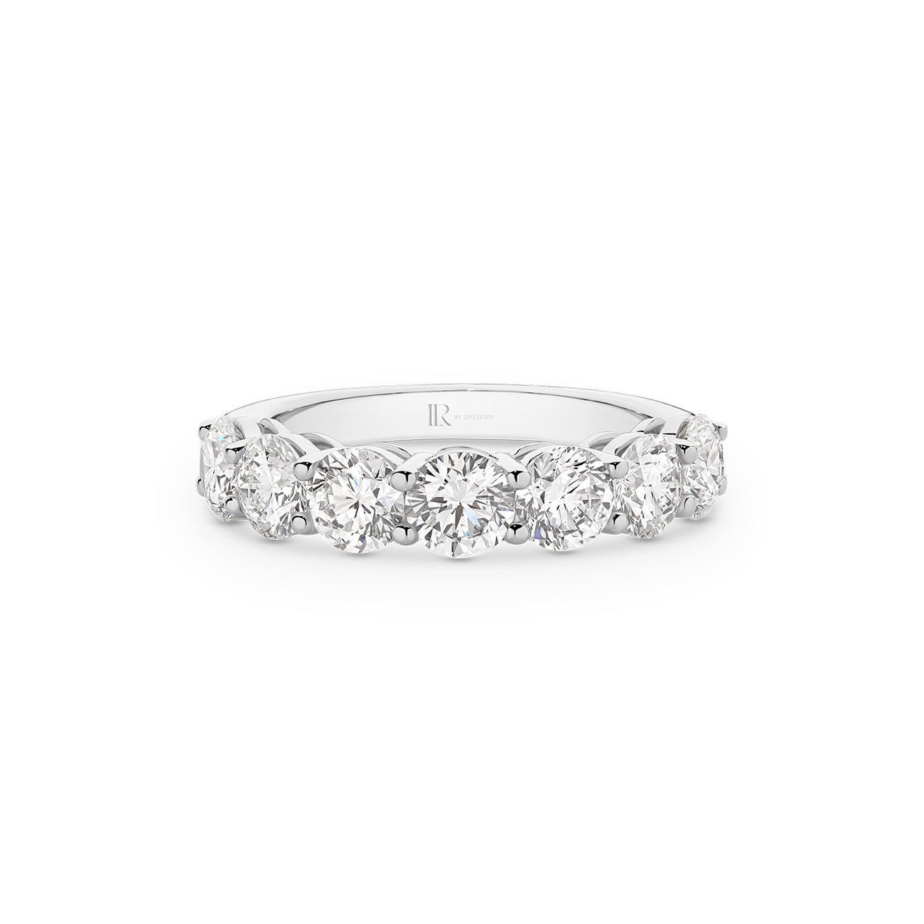 Round Brilliant Lab Diamond Claw Set Band In 18K White Gold &#8211; Large