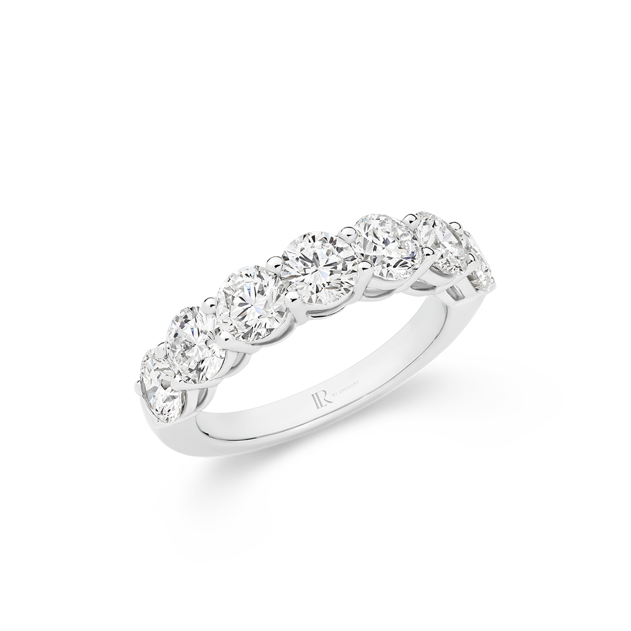 Round Brilliant Lab Diamond Claw Set Band In 18K White Gold &#8211; Large