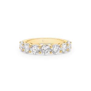 Round Brilliant Lab Diamond Claw Set Band In 18K Yellow Gold- Large