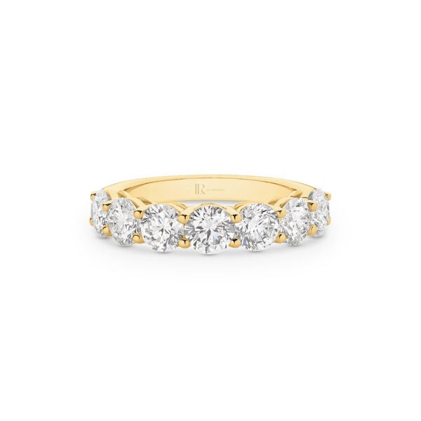 Round Brilliant Lab Diamond Claw Set Band In 18K Yellow Gold- Large