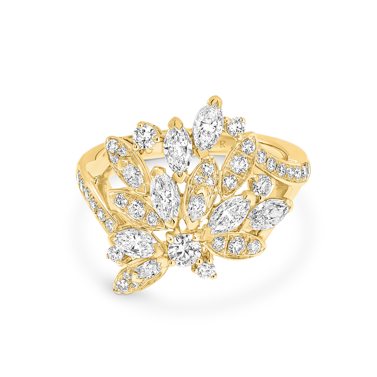 Marquise &#038; Round Pave Diamond Enchanted Ring in 18K Yellow Gold