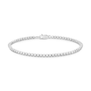 9K White Gold Diamond Cut Beaded Bangle