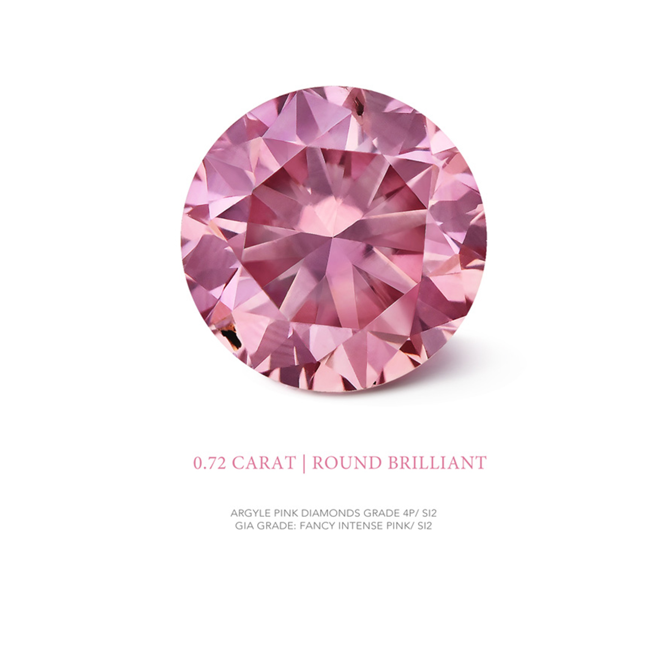Argyle pink diamond Round 4P SI2 1=0.72CT