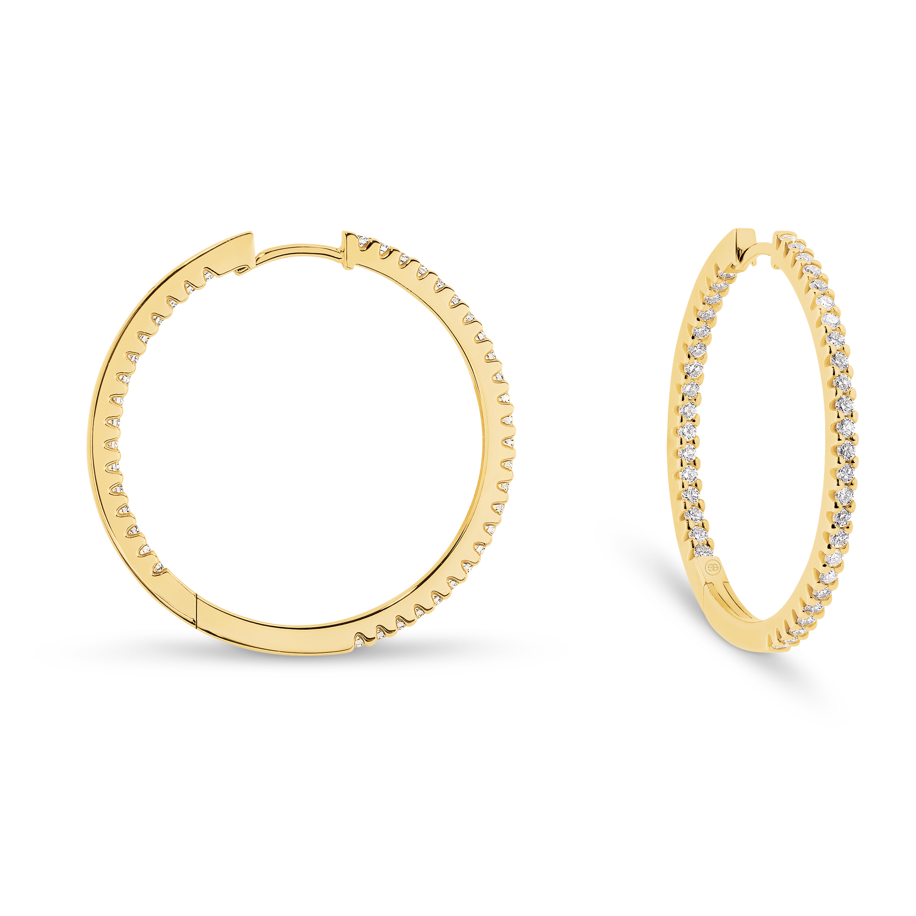Classic Diamond Hoop Earrings In 18K Yellow Gold 735664-YG Classic Diamond Hoop Earrings In 18K Yellow Gold