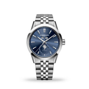 Raymond Weil Freelancer 40mm Complete Calendar watch with stainless steel bracelet and blue sunray dial