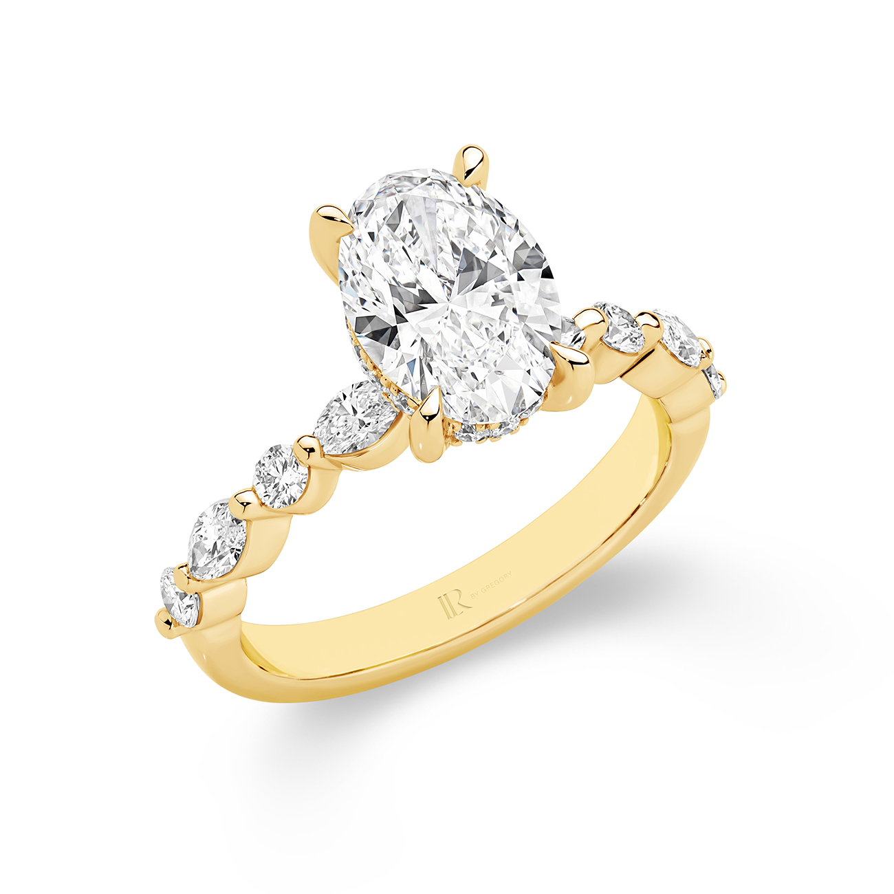 Destiny Oval Brilliant Lab Diamond Hidden Halo Engagement Ring In 18K Yellow Gold