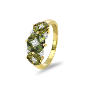 Green Australian Sapphire & Diamond Primrose Ring