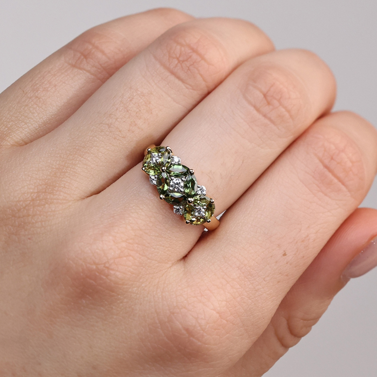 Green Australian Sapphire &#038; Diamond Primrose Ring