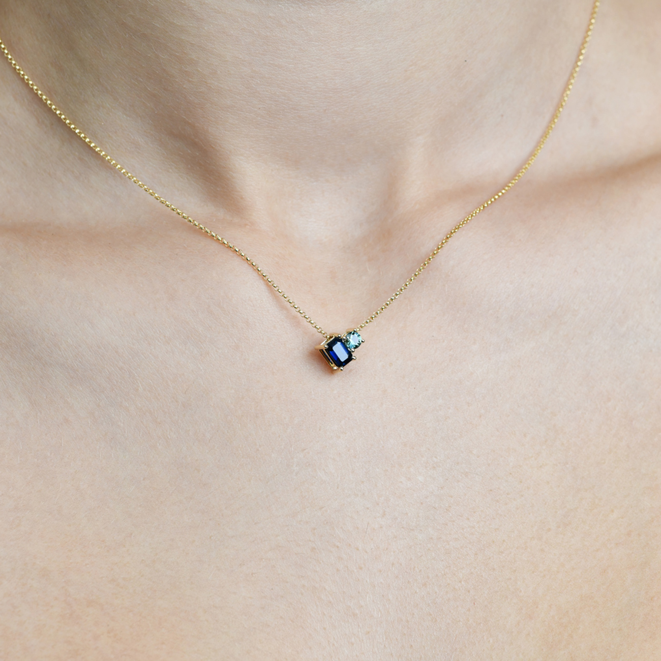 Blue Sapphire &#038; Light Teal Necklace