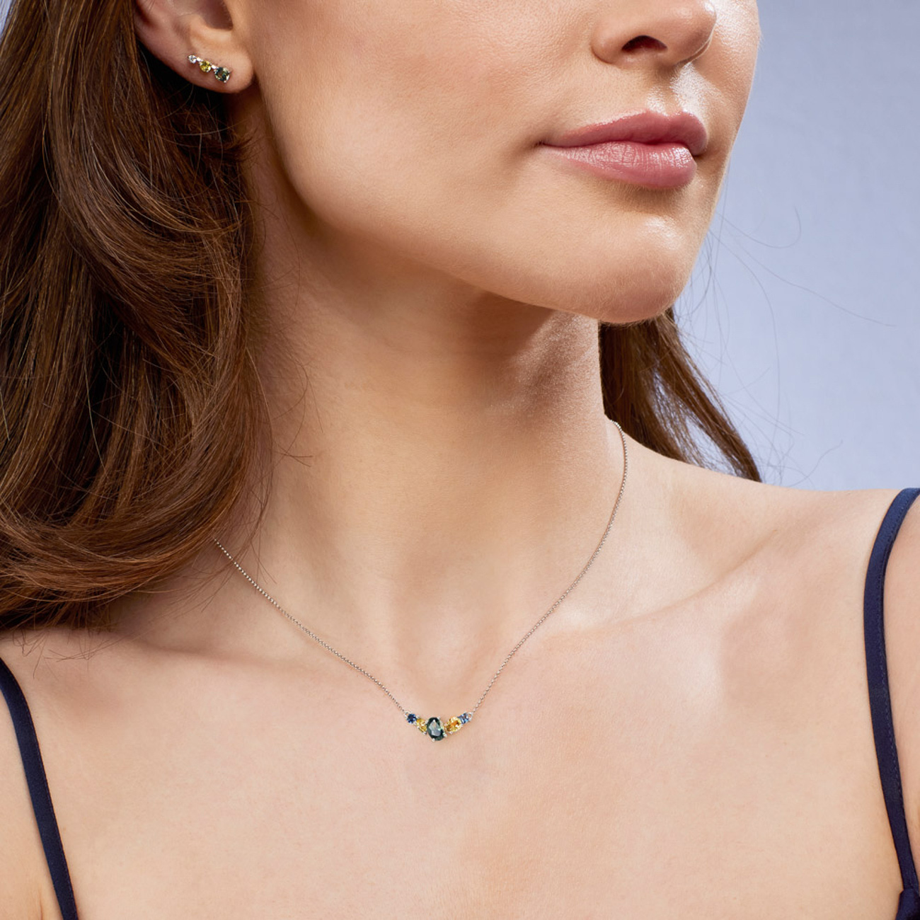 Multi-coloured Australian Sapphire Ophelia Necklace