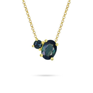 Blue Australian Sapphire Toi Et Moi Necklace