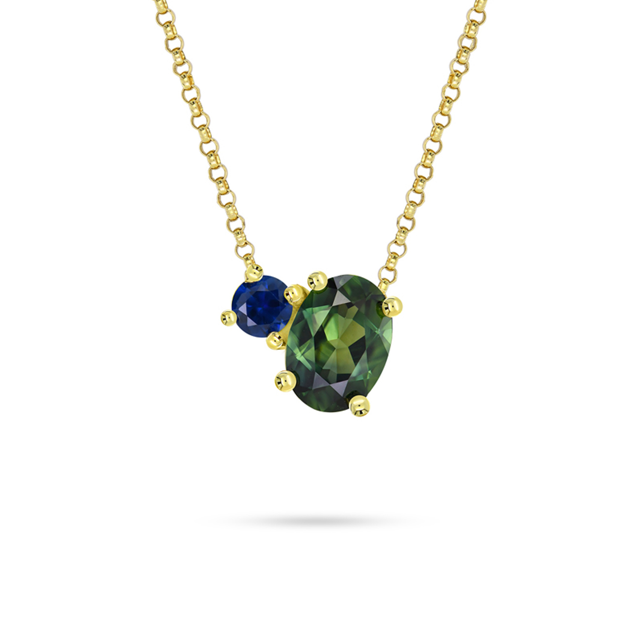 Teal Australian Sapphire Toi Et Moi Necklace