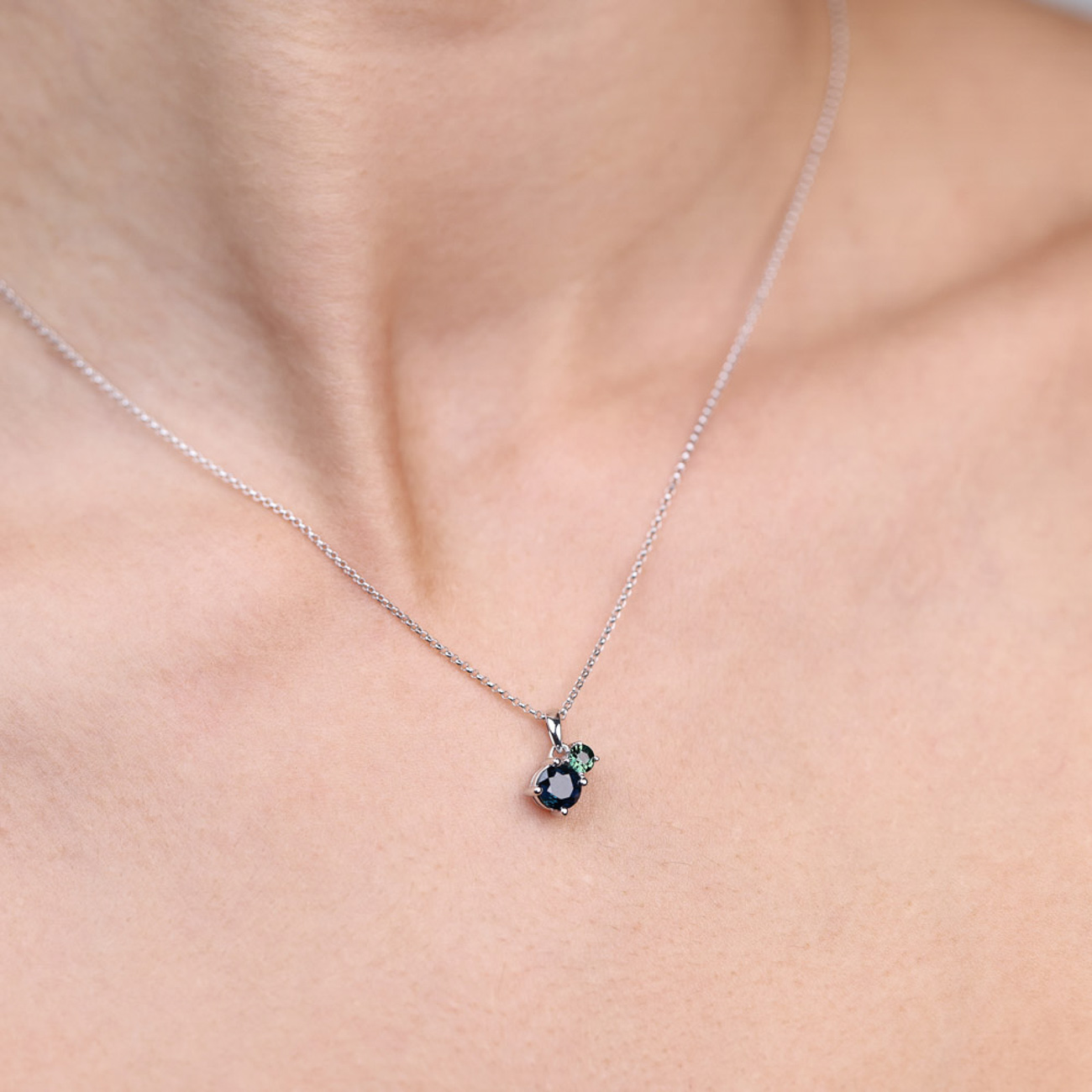 Blue Australian Sapphire Toi Et Moi Necklace