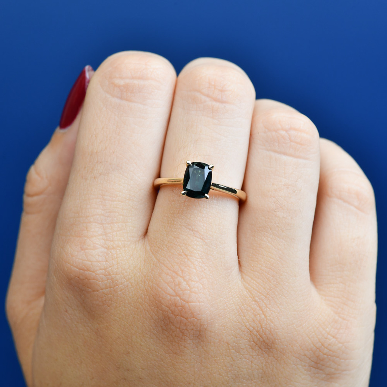 Blueish Teal Australian Sapphire Maira Ring