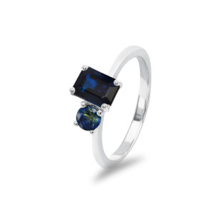 Blue & Parti Australian Sapphire Toi Et Moi Ring