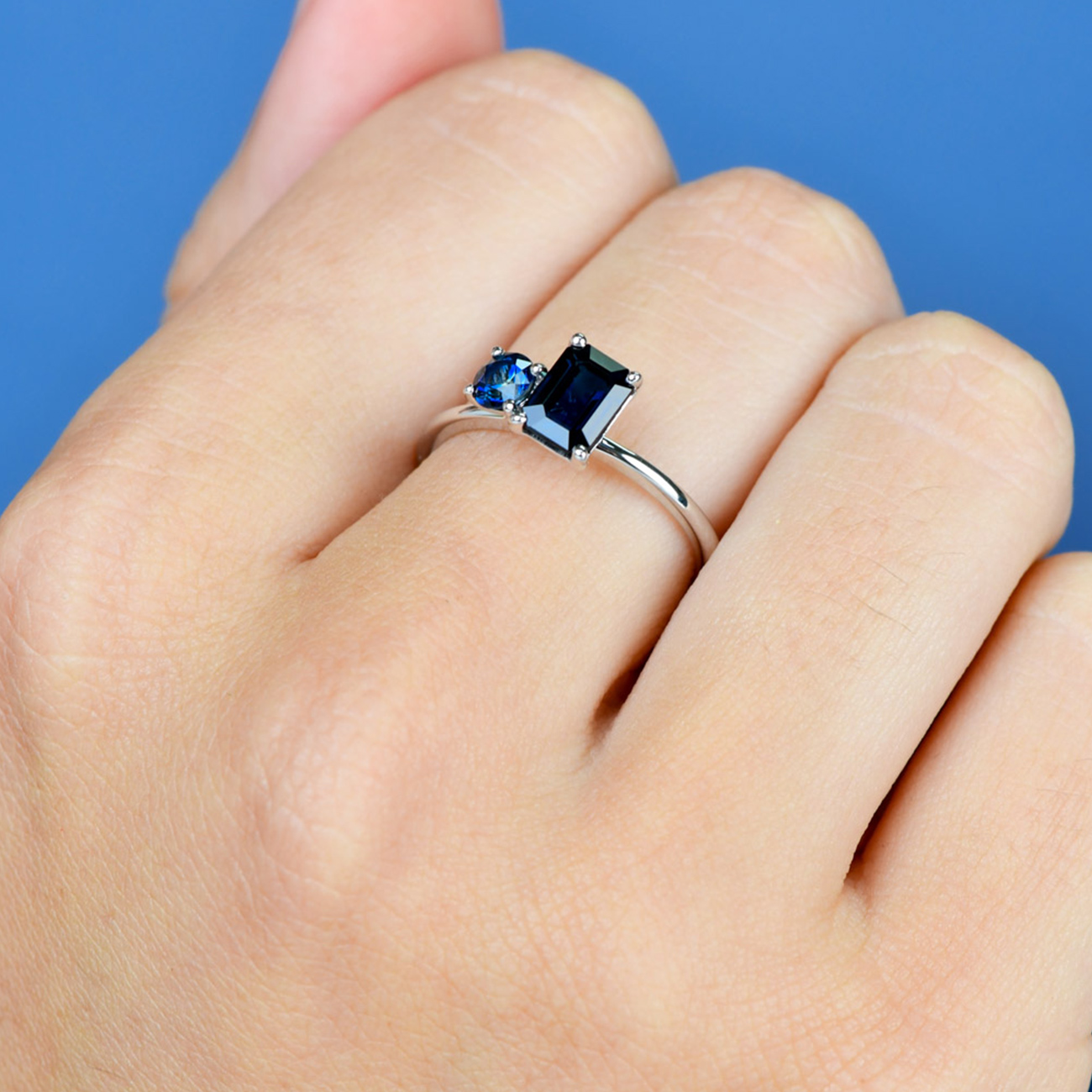 Blue &#038; Parti Australian Sapphire Toi Et Moi Ring